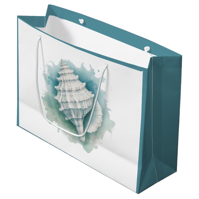 Küsten/Nautische Muschel Große Geschenktüte (Vorderseite Schrägansicht)