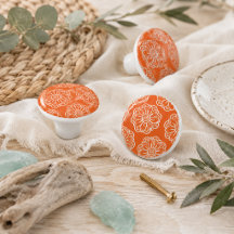 Küsten-Orangen-Blumenkeramik-Schubladengriff