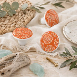 Küsten-Orangen-Blumenkeramik-Schubladengriff Keramikknauf