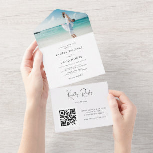 Küsten-Ozean-Strand Türkis Meer See Foto Hochzeit  All In One Einladung