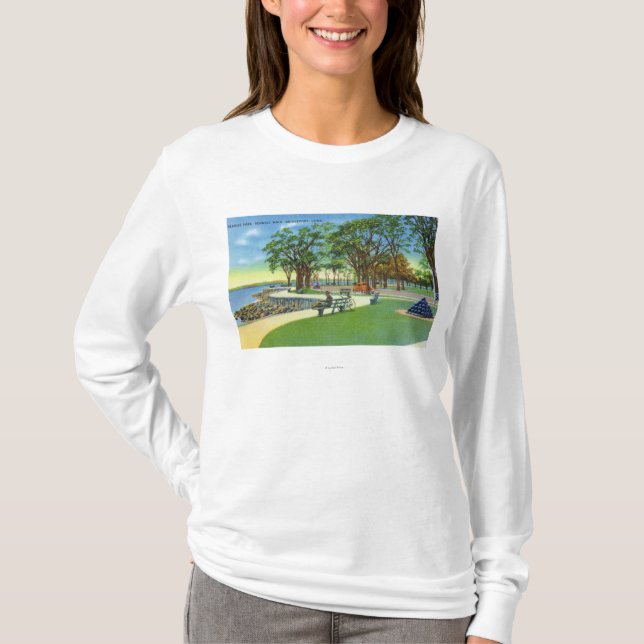 Küsten-Park-Ansicht des Uferdamm-Wegs T-Shirt (Vorderseite)