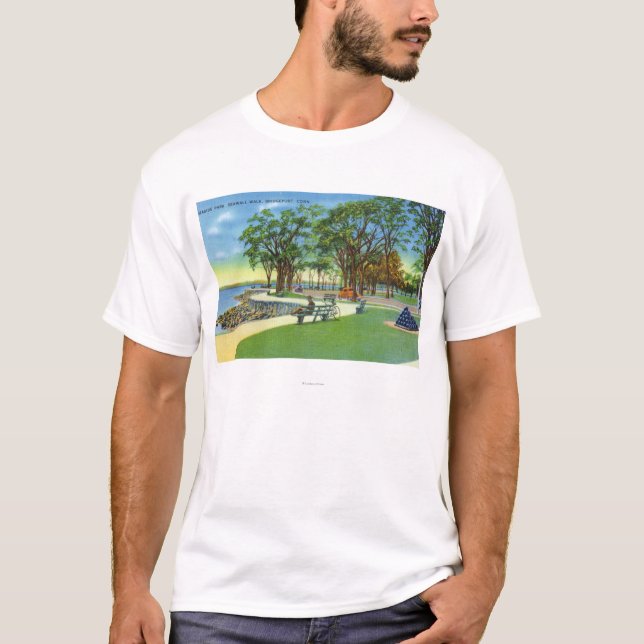 Küsten-Park-Ansicht des Uferdamm-Wegs T-Shirt (Vorderseite)