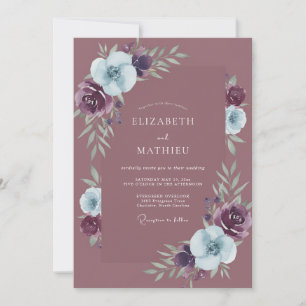 Küsten-Pflaume-Vinca-Blüten-Hochzeit Einladung