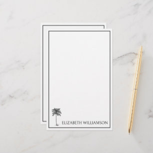 Küsten-Schwarz-Palmetto-Palme Personalisiert Briefpapier