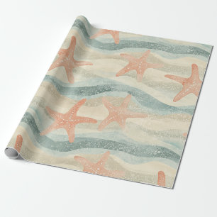 Küsten-Seestern auf Aqua-Sandwellen-Muster (1) Geschenkpapier