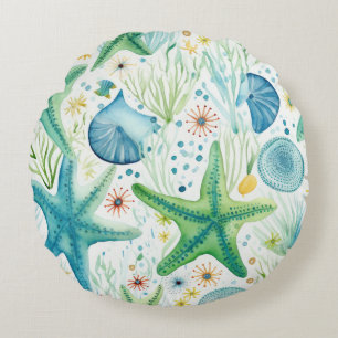 Küsten-Seestern-Muster Rundes Kissen