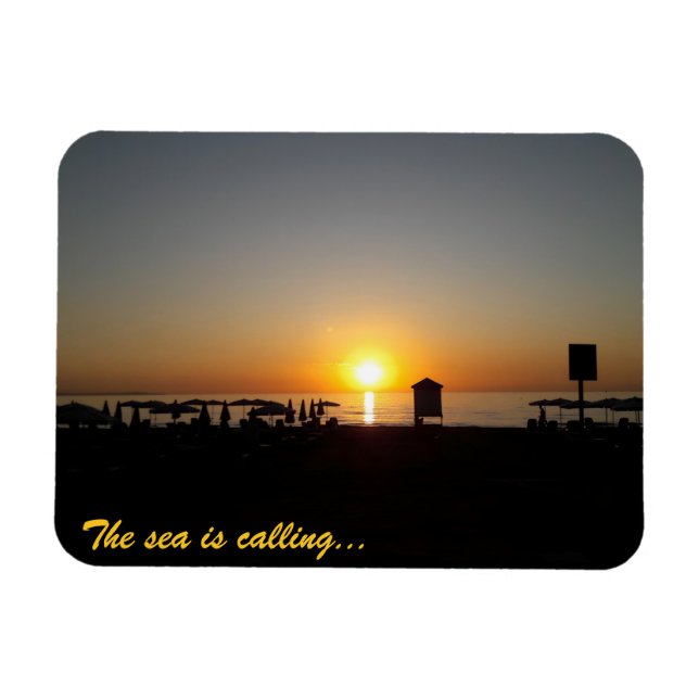 Küsten-Sommer-Sonnenuntergangs-Silhouette Magnet (Horizontal)