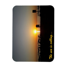Küsten-Sommer-Sonnenuntergangs-Silhouette Magnet