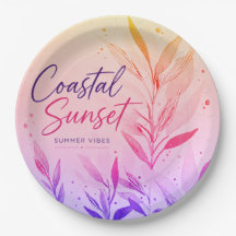 Küsten-Sonnenuntergang-Papierpartyplatten
