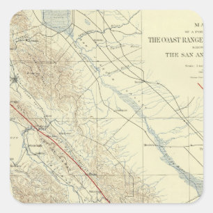 Küsten-Strecken, die San- Andreasriß zeigen Quadratischer Aufkleber
