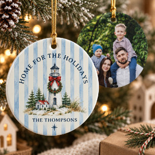 Küsten-Wasserfarben-Leuchtturm-Familienfoto Keramik Ornament