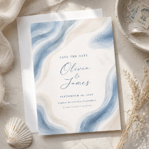 Küsten-Wasserfarben-Moderne Hochzeit Save The Date
