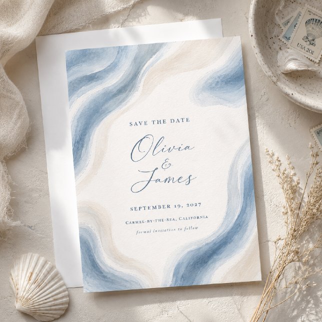 Küsten-Wasserfarben-Moderne Hochzeit Save The Date (Von Creator hochgeladen)