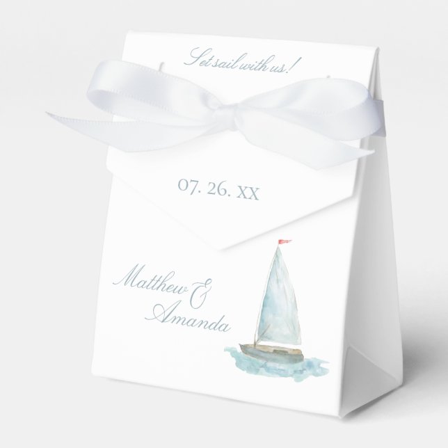 Küsten-Wasserfarben-Segelboot  Geschenkschachtel (Vorderseite)