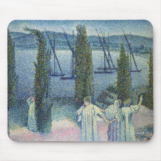 Küstenansicht mit Zypresse-Bäumen, 1896 Mousepad (Vorne)