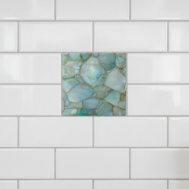 Küstenaqua-Achat-Gold-Mosaik Fliese (Von Creator hochgeladen)