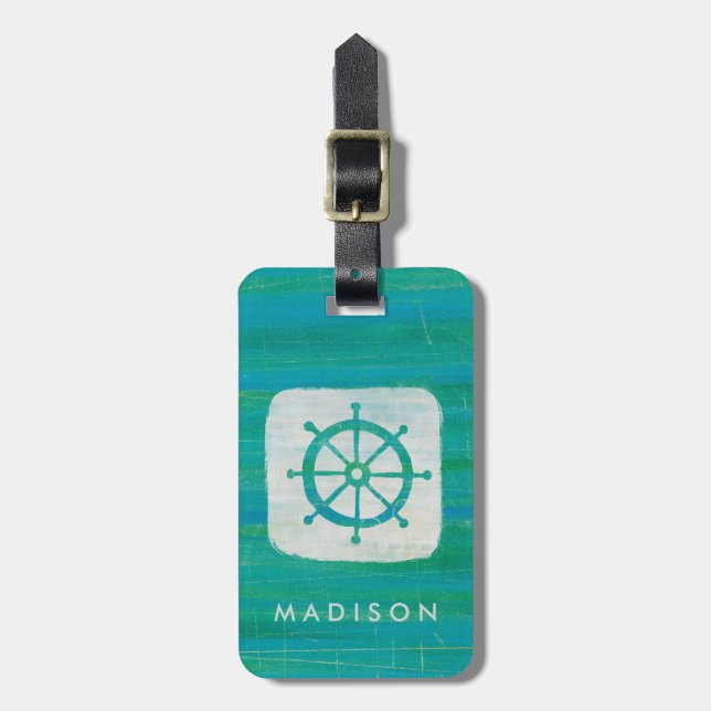 Küstenaqua-Lenkrad der kunst-| Gepäckanhänger (Vorderseite vertikal)