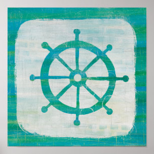 Küstenaqua-Lenkrad der kunst-  Poster