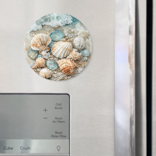 Küstenaquarell mit Treibholzszene Magnet