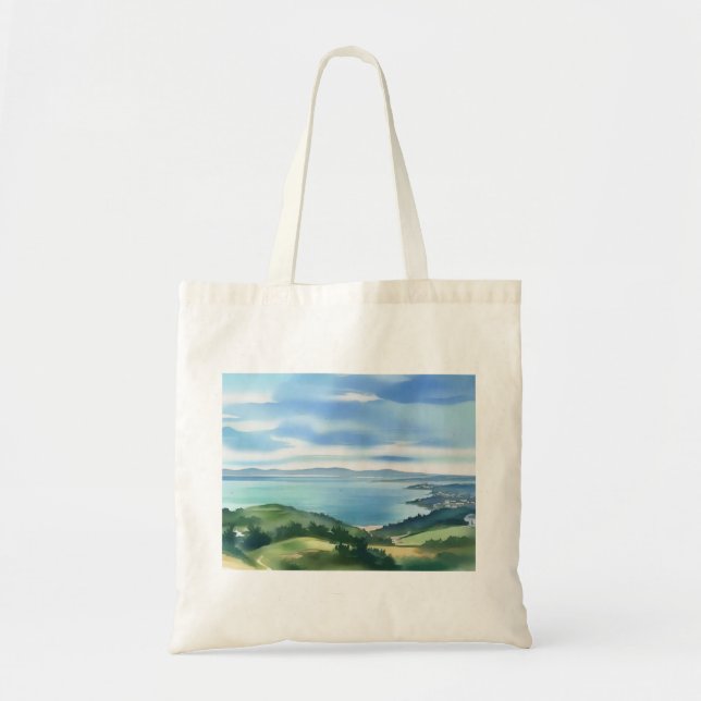 Küstenaquarell-Tasche Tragetasche (Vorne)