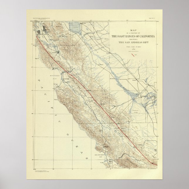 Küstenbereiche mit San-Andreas-Rift Poster (Vorne)