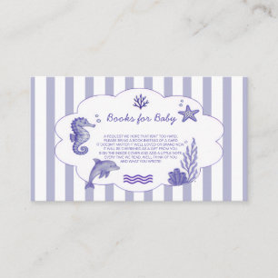Küstenblaue gestreifte Bücher für Baby Shower Begleitkarte