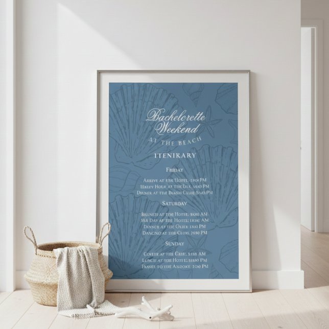 Küstenblaue Junggesellinnen-Abschieds-Itinerary Poster (Coastal Blue Bachelorette Itinerary Poster)