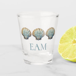 Küstenblaue Kammmuschel-Monogramm-Schale Schnapsglas