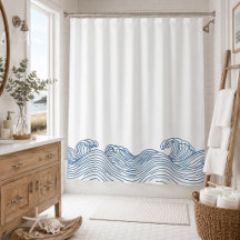 Küstenblaue Wellen-Badezimmer-Deko im Strandhaus-S