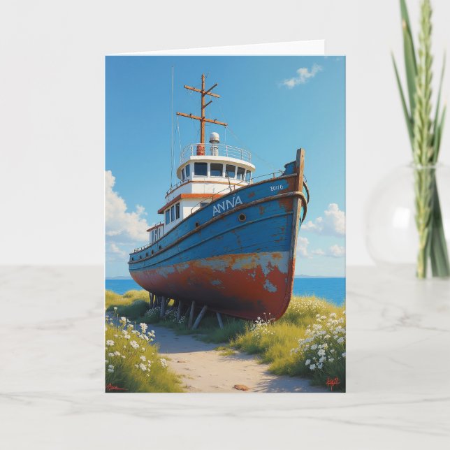 Küstenboot Vatertagskarte Karte (Vorderseite)