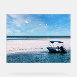 Küstenboot-Wandkunst Minimalistischer Ozean Blau Acrylschild
