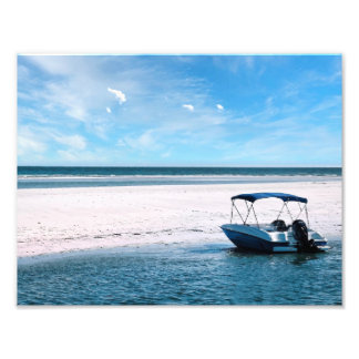 Küstenboot-Wandkunst Minimalistischer Ozean Blau Fotodruck