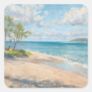 Küstenbrise Fine Art Stranddruck Quadratischer Aufkleber
