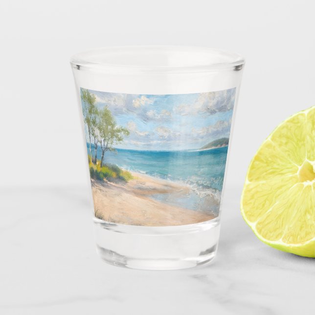 Küstenbrise Fine Art Stranddruck Schnapsglas (Vorderseite)