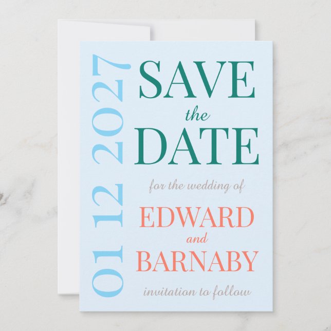 Küstenbrise-Typografie-Hochzeit Save The Date (Vorderseite)