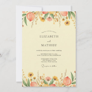 Küstenbutter-Gelb-Wildblumen-Hochzeit Einladung
