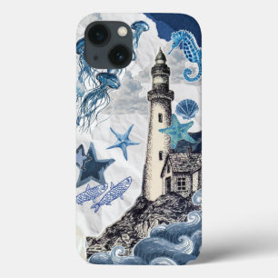Küstencollage im maritimen Stil: Leuchtturm und Me Case-Mate iPhone Hülle
