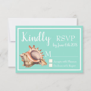 Küstenconch Seashell & Sea Glass Green UAWG RSVP Karte