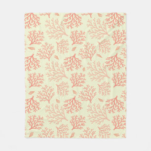 Küstencoral- und Muschel-Fleece-Decke Elegant Fleecedecke