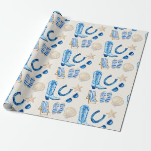 Küstencowgirl Blau Geschenk Geschenkpapier