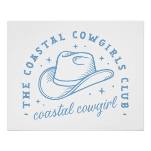 Küstencowgirl-Hut Westküste Blau Ästhetik Poster
