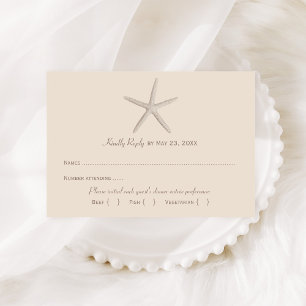 Küstencreme Seestern Strand Hochzeitsdinner RSVP Karte