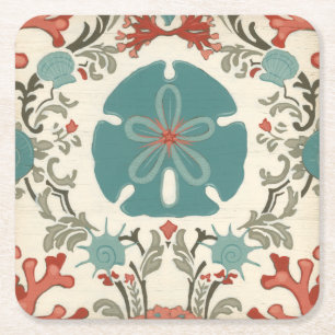 Küstendamast II Rechteckiger Pappuntersetzer