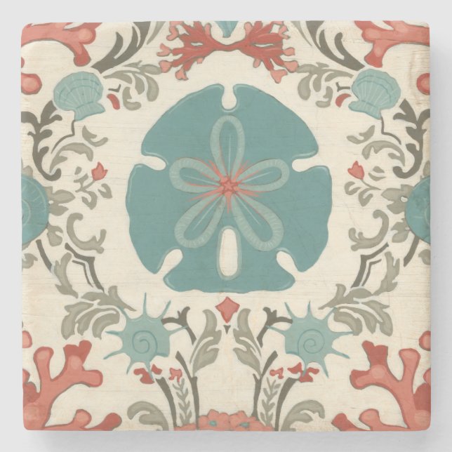 Küstendamast II Steinuntersetzer (Vorderseite)