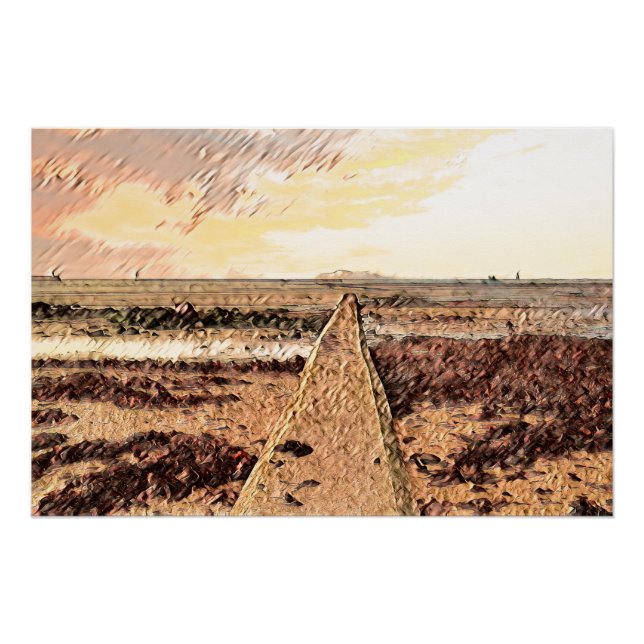 Küstendämmerung: Ardrossan Beach Aquarell Poster (Vorderseite)