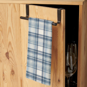 Küstendenim Blau & Creme Tartan Karo Geschirrtuch