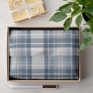 Küstendenim Blau und Creme Tartan Karo Seidenpapier