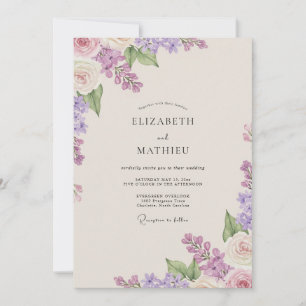 Küstenehe in Amethyst-Wisteria-Beige Einladung