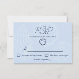 Küstenehe in Blautönen mit Muscheln RSVP Karte