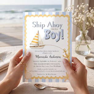 Küsteneinladung "Schiff Ahoy" zur Babyparty für ei Einladung